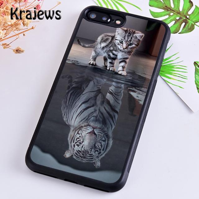 Krajews Animal White Tiger Pattern Phone Case Cover For iPhone 17 Air 16 15 14 plus 12 13 pro max coque Fundas