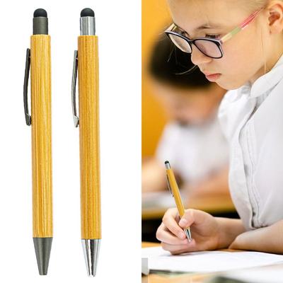 10PCS Caneta de tela sensível ao toque de alta precisão Caneta de papelaria de bambu Caneta esferográfica de imprensa Escola Escritório
