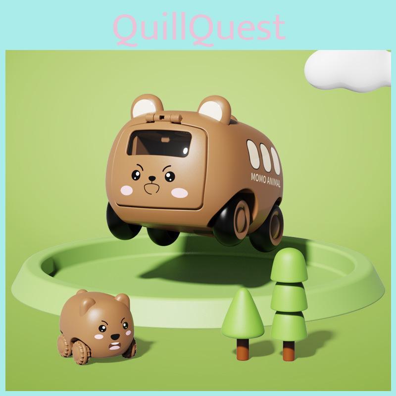 Cute Cartoon Tiger Bear Rabbit Design Inertia Catapult Bus Toys Children