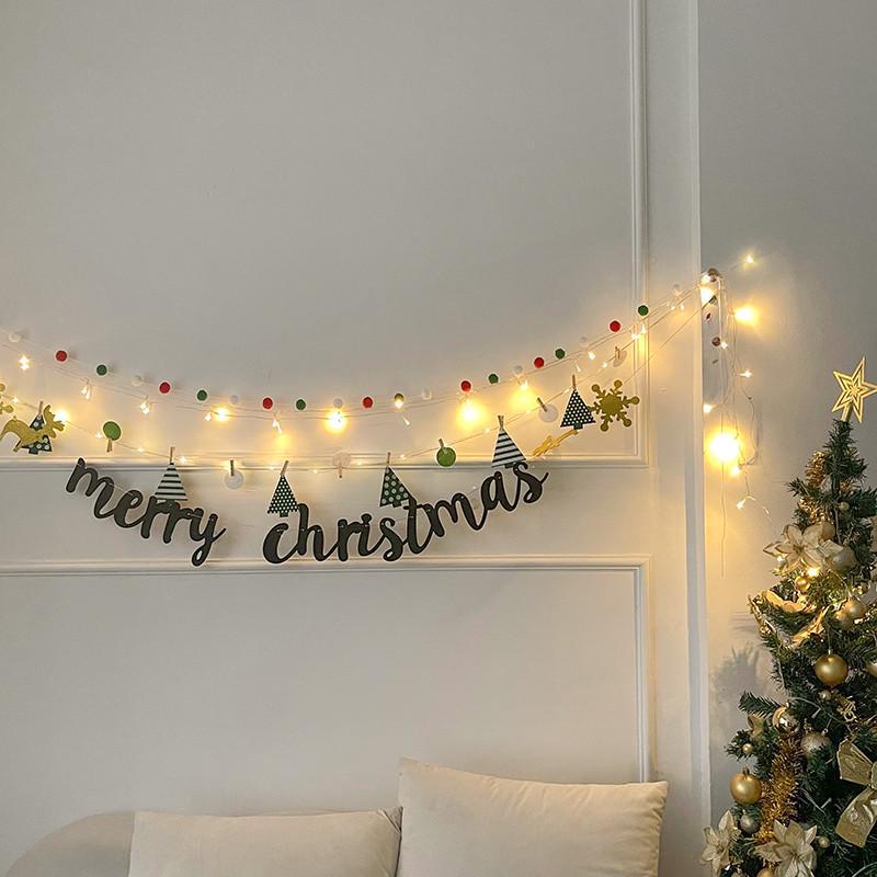 Christmas Felt Garland: Tree, Flower & Flag Decorations Set