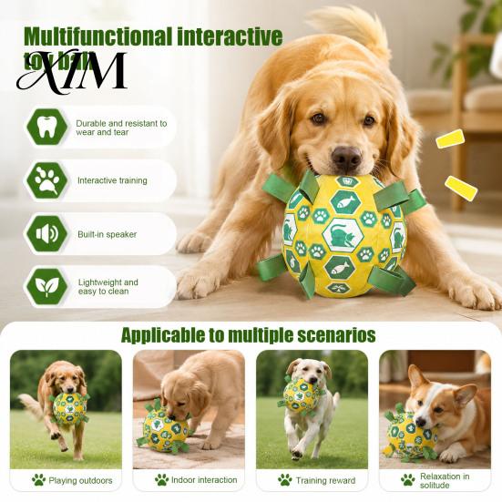 Soft Training Balls for Dogs Stuffed Football Dog Toy with Bell, Plush Ball Chew Toy, Lightweight Throwing Toys Pet Interactive Fetch Small To Medium