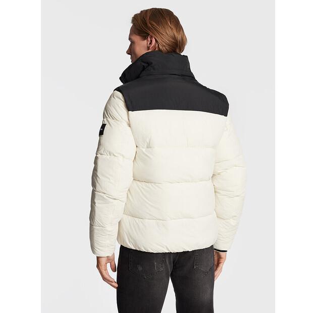 Winter Jacket Calvin Klein Crinkle Color Block K10K110337 Ecru Regular Fit