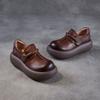 Spring Autumn High-heeled Leather Shoes with Thick Soles, Women's Retro Single Shoes