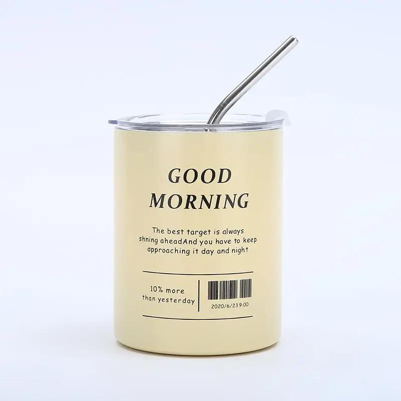 

320 мл/600 мл Бутылка для воды из нержавеющей стали Портальная кофейная кружка Термос с трубочкой Подходит для офиса, улицы и дома 320ml-600ml