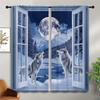 Snow Forest Wolf Boy Girls Blackout Curtains,Winter Wildlife Woodland Wolf Howling Moon Fashion Style,2 Panel Rod Pocket Thermal