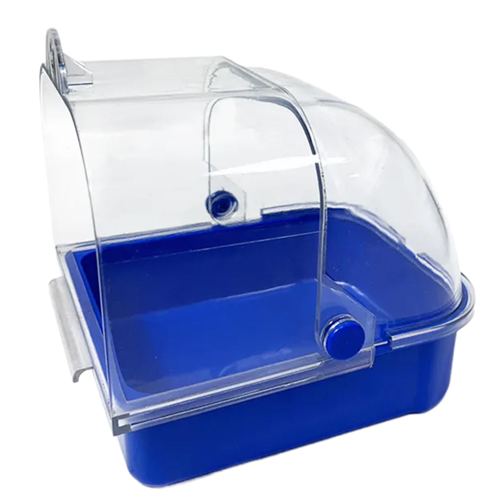 

Підвісна ванна для птахів для папуг Пташина клітка для купання Прозора душова кімната для маленьких середніх птахів Прикраса пташиної клітки темно-синього кольору