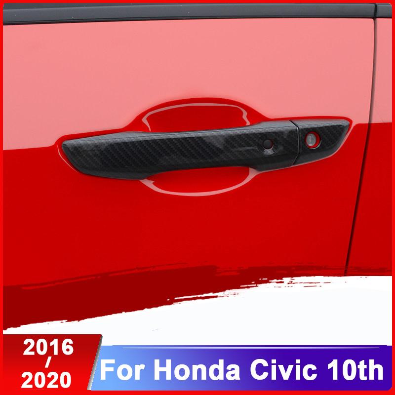 ABS Chrome Car Door Handle Protective Covers Trim Door Bowl Cover Sticker For honda civic 10th 2016 2017 2018