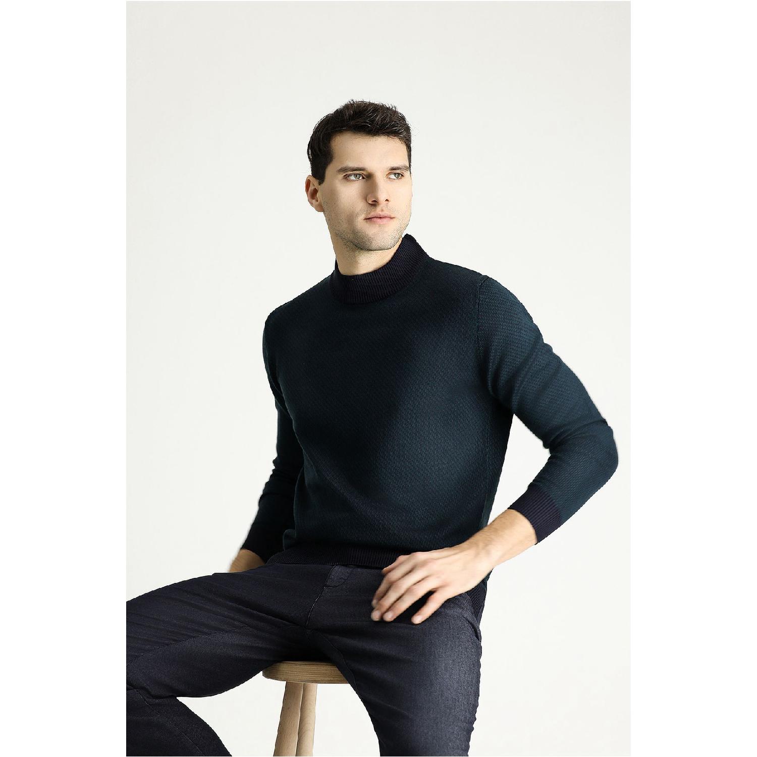 

Bato Collar Slim Fit Narrow Cut Patterned Knitwear Sweater M