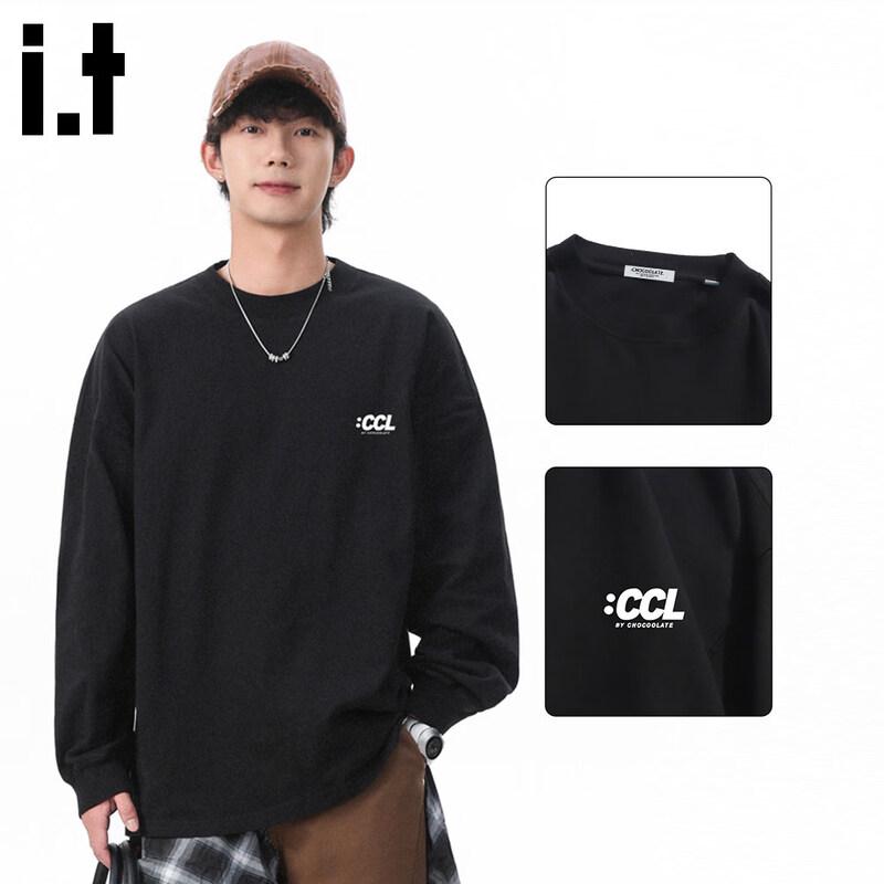 :CHOCOOLATE Men s Relaxed Fit Cotton Long-Sleeve T-Shirt L