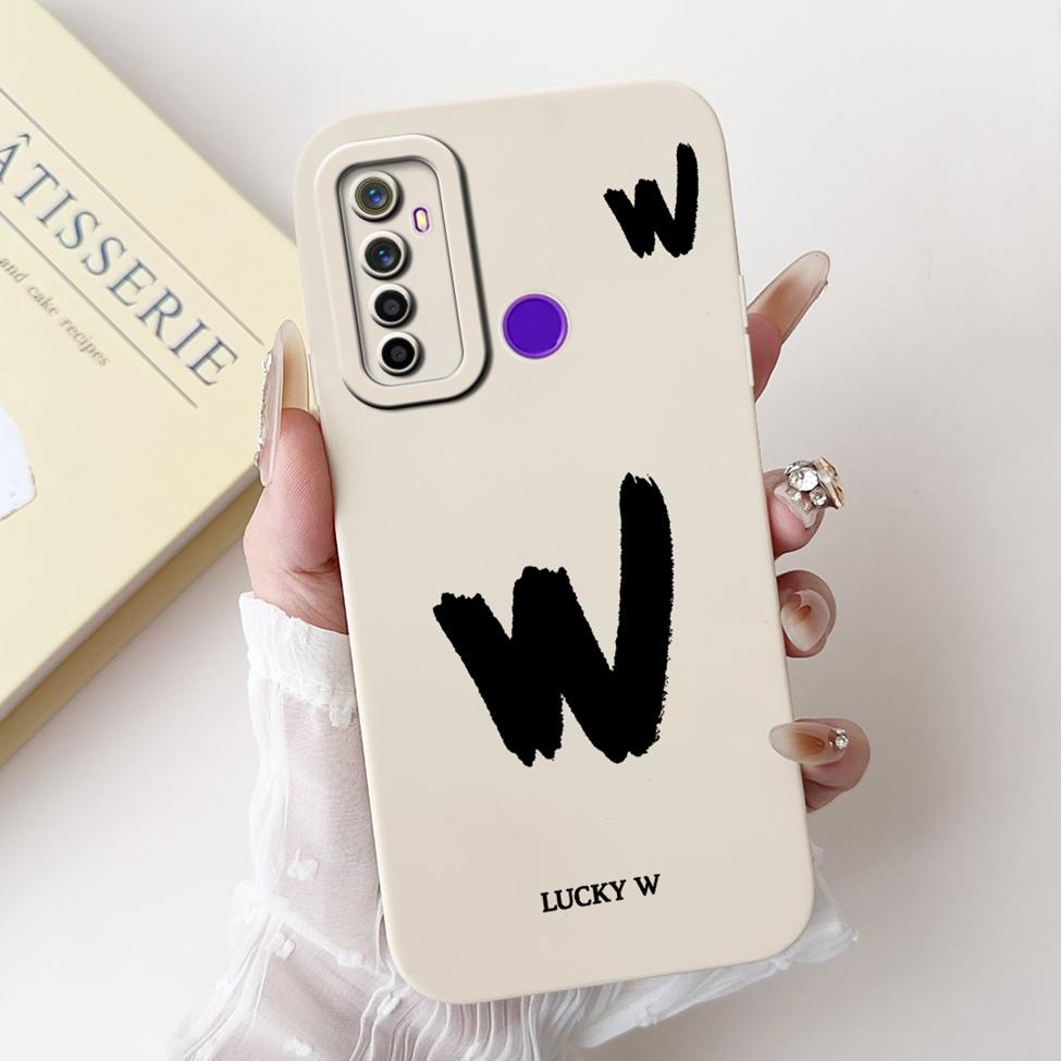 For Realme 5i RMX2030 6i RMX2040 Cover For Realme 6i Case Simple Fashion Letters A-Z Pattern Design Silicone Shockproof Bumper