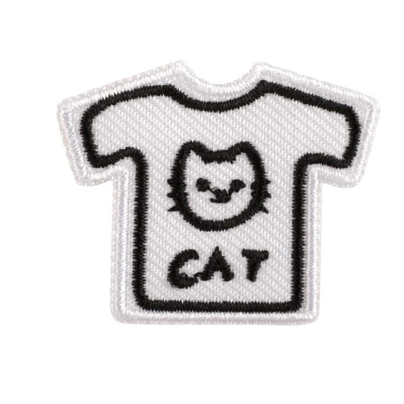 Korean Cat and Bowl Embroidery Iron-On Patch for DIY Journals