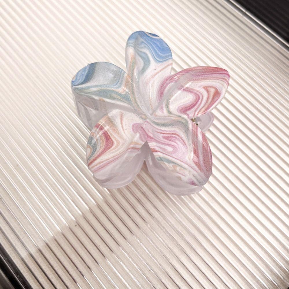 

Creativity Flower Hair Clip Marbling Flower Shape Claw Clips New Plumeria Grab Clip For Women 4