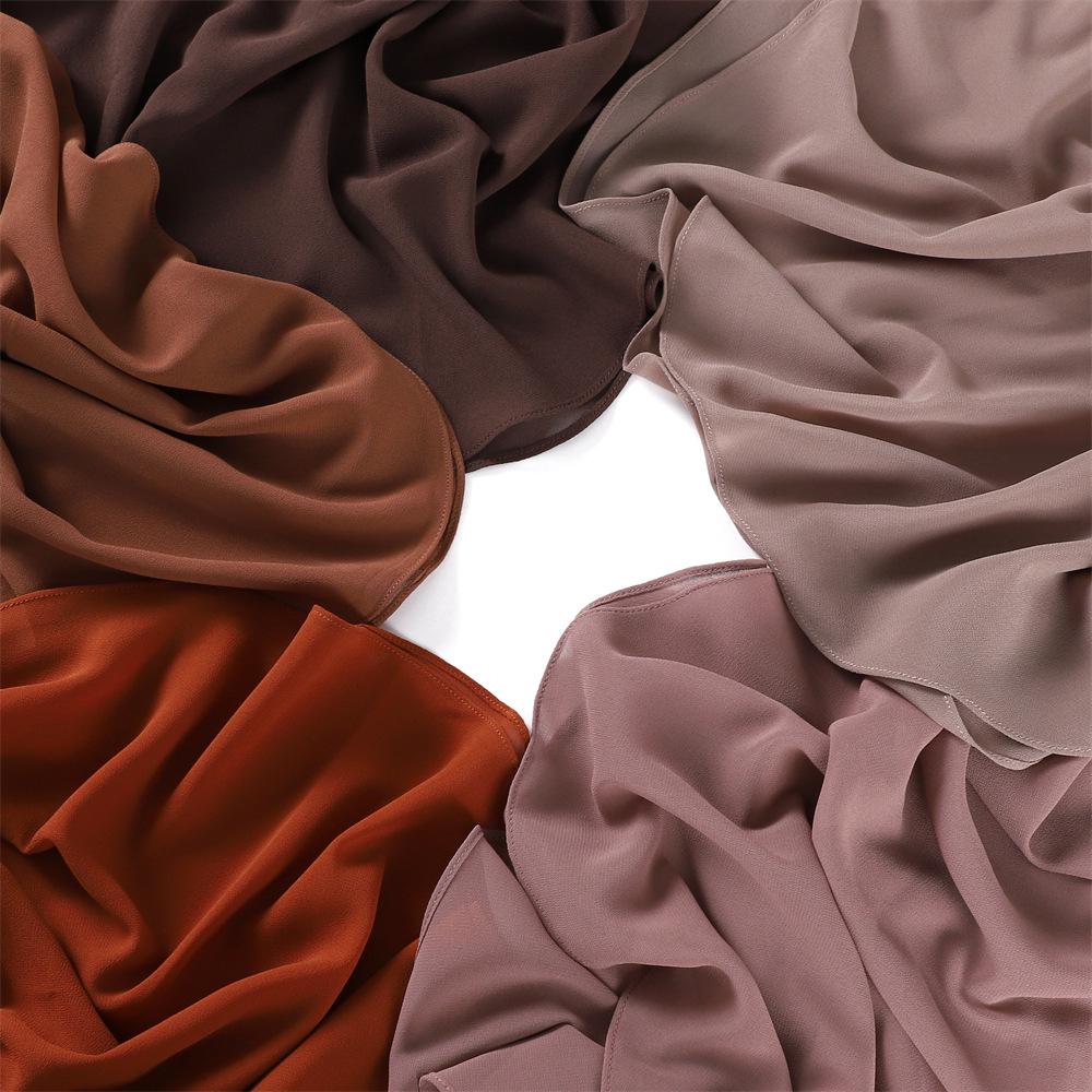 Solid Color Pearl Chiffon Semi-Circular Long Scarf - Breathable, Soft Draping Shawl