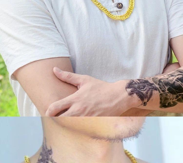 Unique Vietnam-Inspired Gold Necklace & Non-Fading Gold Watch Set for Men