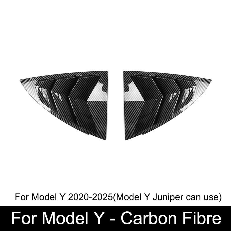 ABS Rear Car Window Shutter Cover for Tesla Model 3/Y 2017-2025 Carbon Fiber Stickers Triangle Decoration Modified Accessories