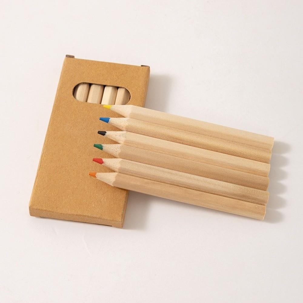 5 Boxes/30pcs Kraft Paper Box Children's Short Pen Mini Drawing Pencil Student Stationery