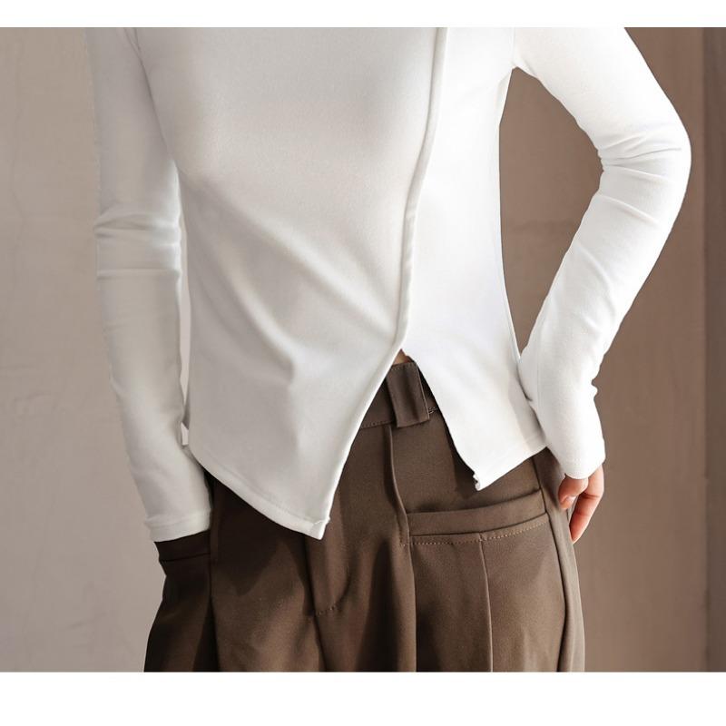 Women's Fall and Winter Half-high Neck Bottoming Padded Long-sleeved Tops