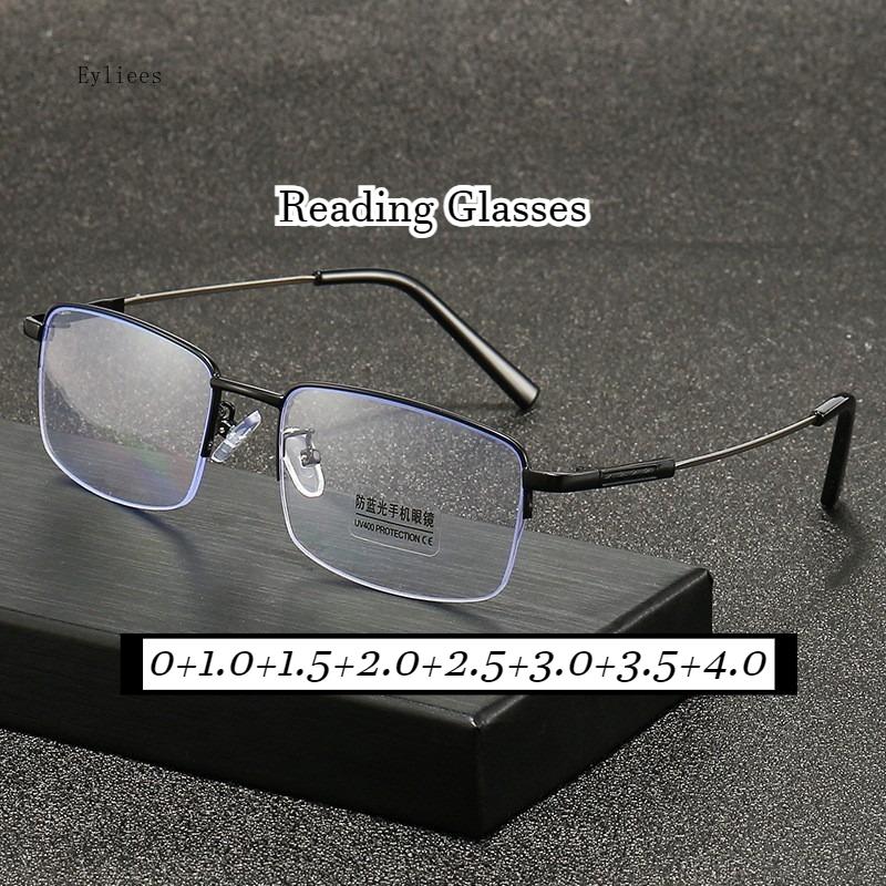Classic Half Frame Reading Glasses Men Women Fashion Rectangle Presbyopic Eyeglasses Business Hyperopia Anti Blue Light Glasses