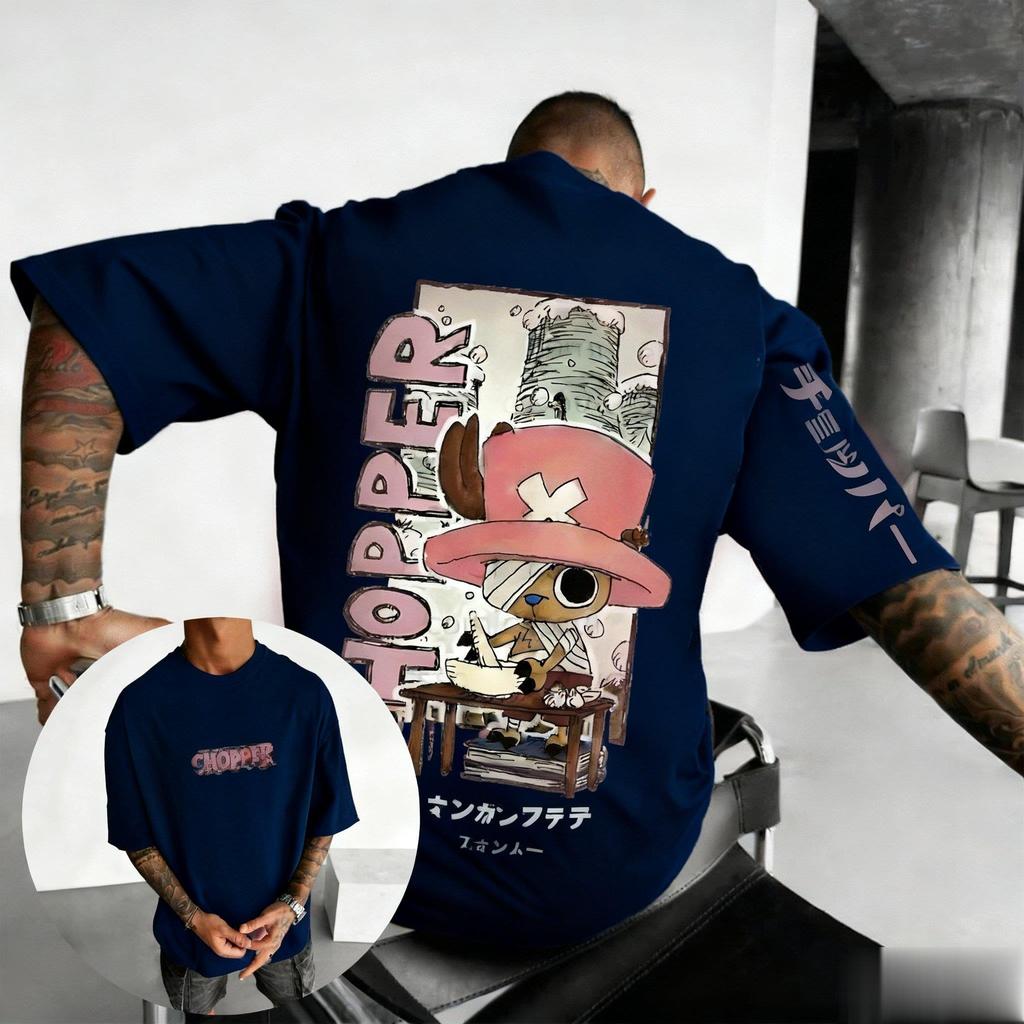 One Piece 2026 New Hot Cotton Candy Lover Chopper Unisex Tshirt Summer New Anime Doublesided Printed Parentchild Shirt