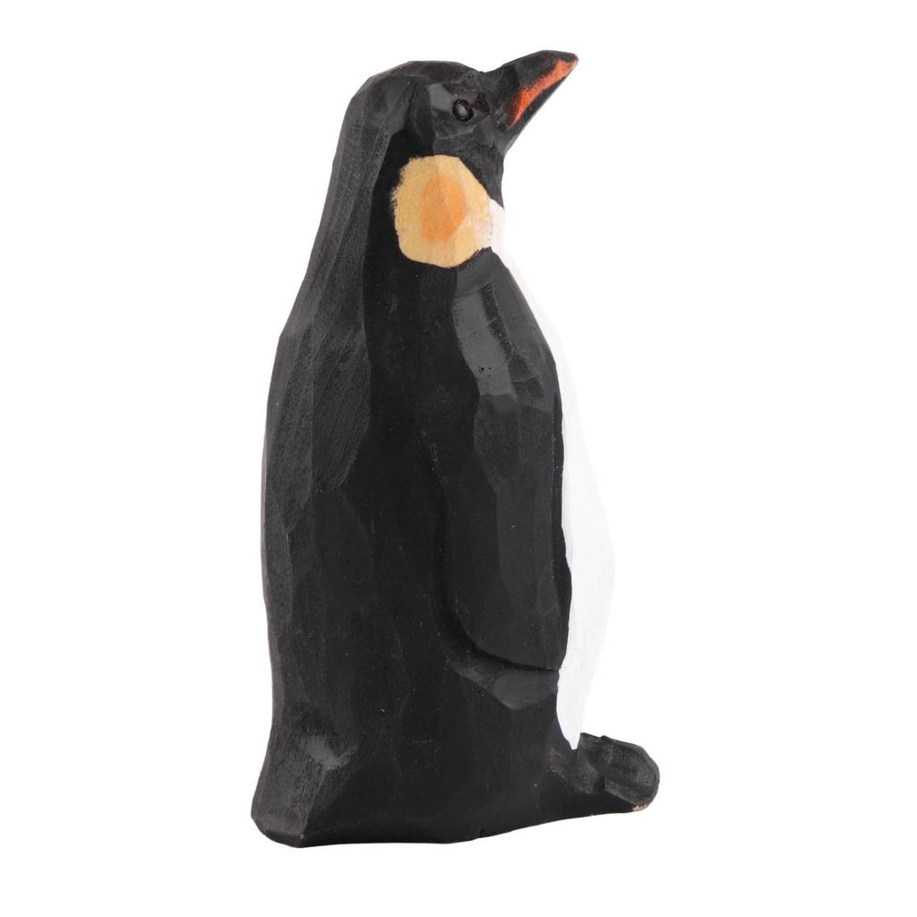 Wooden Penguin Statue Cute Vivid Image Hand Painted Exquisite Penguin Figurine Penguin Decor for