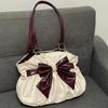 Retro Sweet Cute Bow Tote Bag Women Lace Polka Dot Large Capacity Pleated Underarm Bag Ladies Harajuku Aesthetics Shoulder Bags