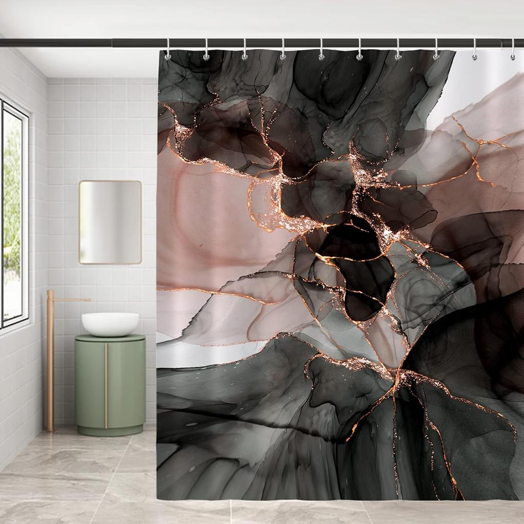 Cute gray leopard print shower curtain modern simple home bathtub bathroom curtain decoration, washable durable polyester fabric