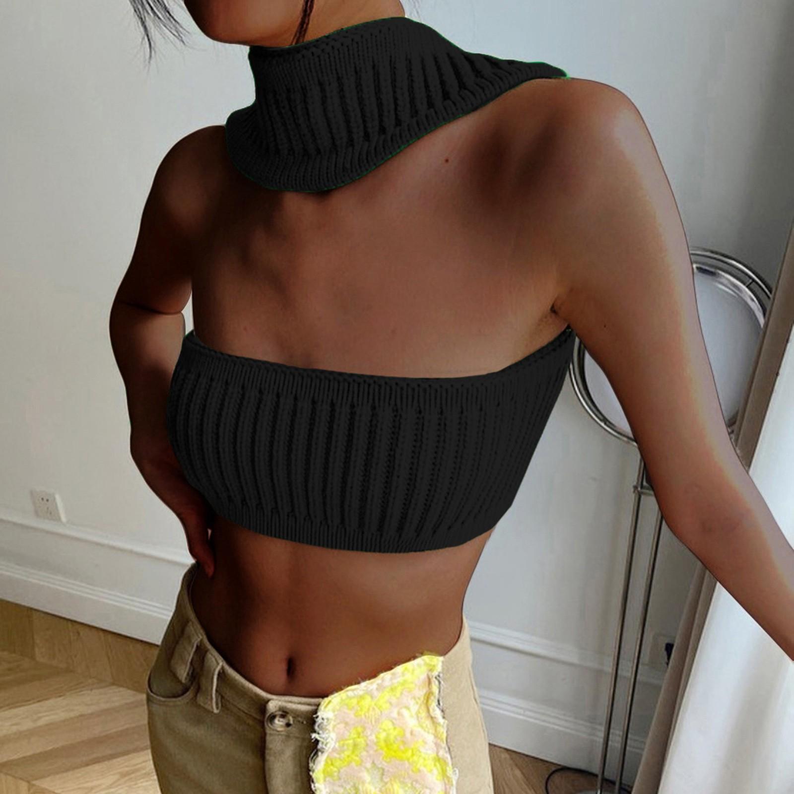 

Сексуальный кружевной укороченный топ на бретельках без рукавов с v-образным вырезом, сексуальный топ на бретельках, облегающий очаровательный уличный костюм S чёрный