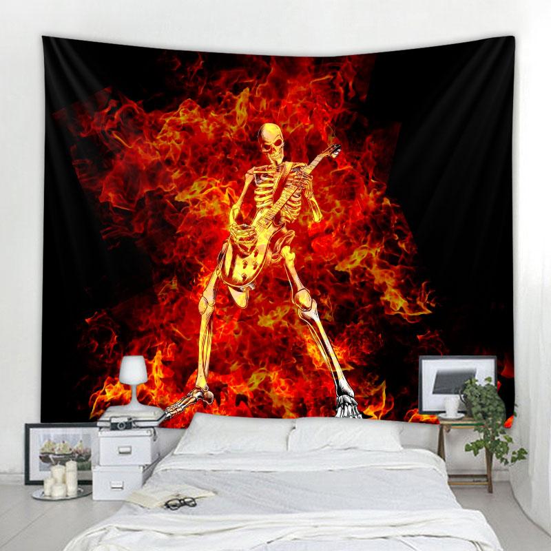 Halloween Party Decoration Tapestry Horror   Bedroom  Flame Skull People