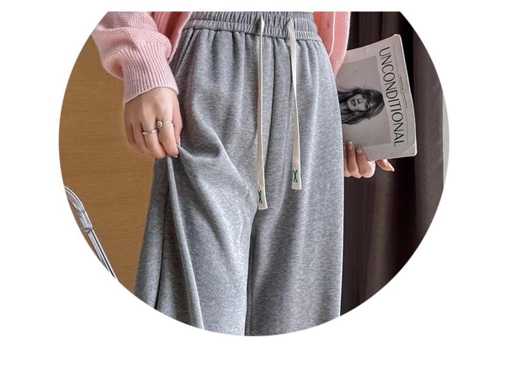 Women's 2025 Spring/Fall Straight Wide-Leg Drawstring High-Waisted Floor-Length Slimming Sweatpants