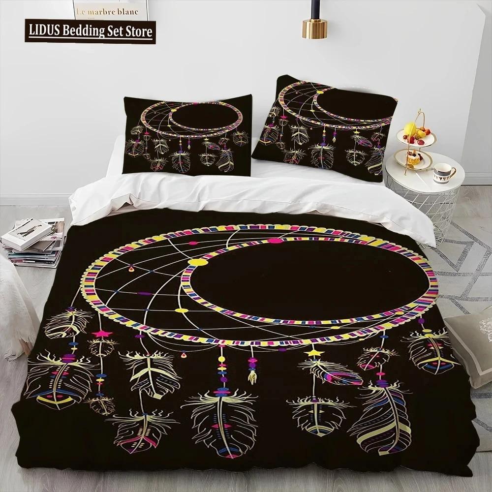 Fashion DreamCatcher Feather Owl Comforter Bedding Set,Duvet Cover Bed Set Quilt Cover Pillowcase,King  Set