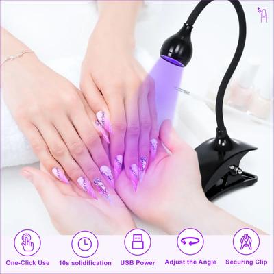 Lampy Led do paznokci suszarka ultrafioletowa lampa UV Mini elastyczny klips na biurko USB żel utwardzający Manicure narzędzia do Pedicure