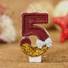 2.95-inch Red Gold Bow Digital Birthday Cake Candles Cake Candles Sparkling Wedding Baby Shower Party Decoration Cake Top Cover