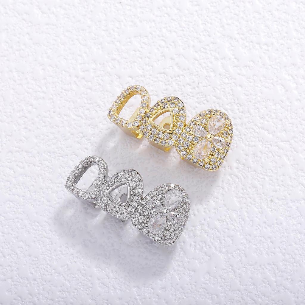Trendy Gold Hollow Three-Piece Grillz for Street Style Hip Hop