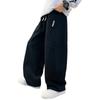 Pantalones Casuales de Primavera para Niños Cintura Elástica Negra Pierna Recta Pantalones de Chándal para Niños Bolsillo Holgado Pantalones Infantiles