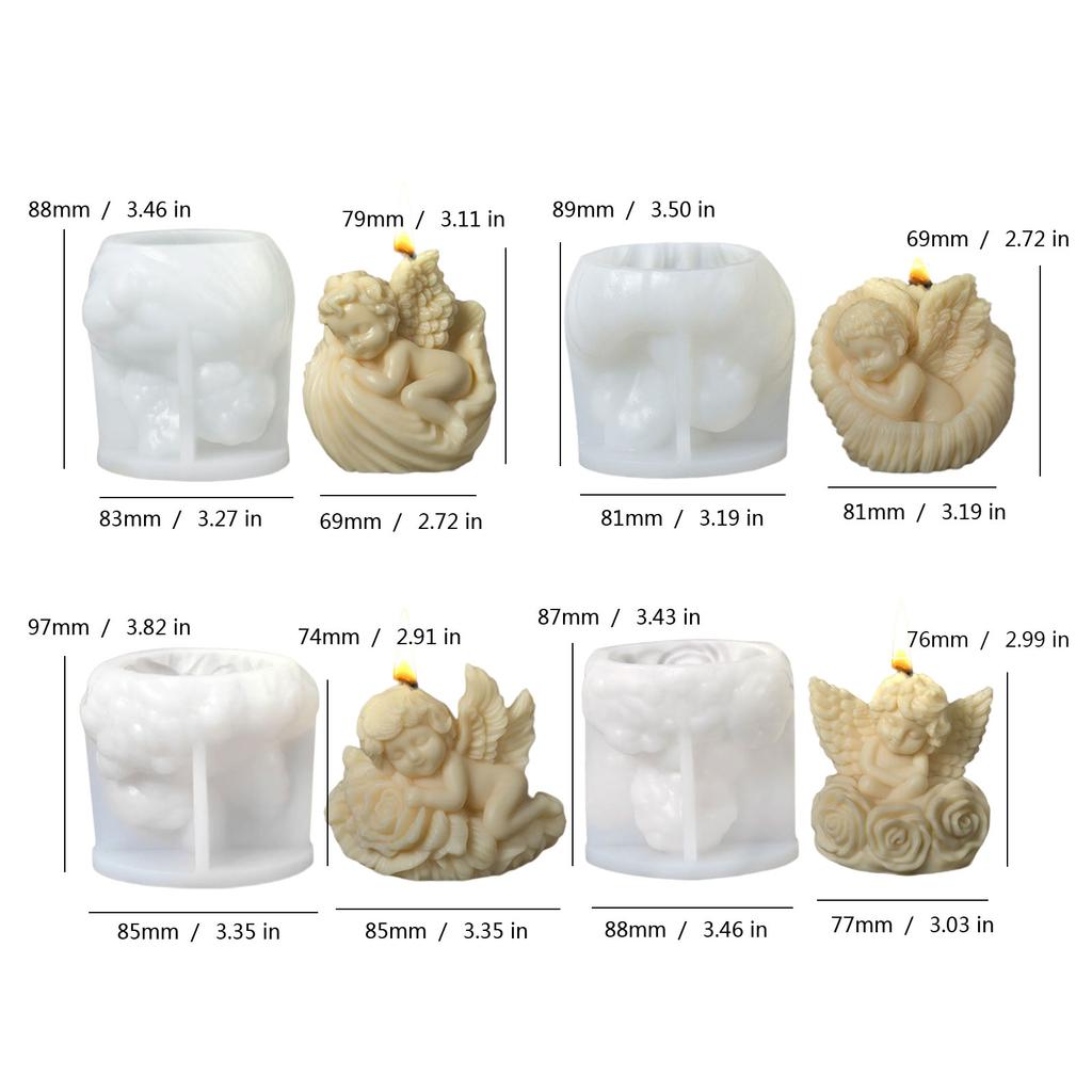 Flexibel Ängelros Aromaterapi Ljus Silikonform Och Snäcka Ängel Doftsten Hantverkssats För Heminredning