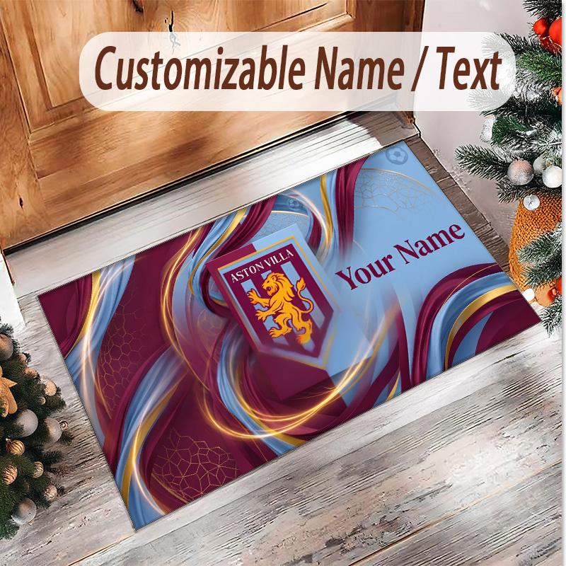 Personalized Crystal Velvet Carpet Aston Villa Pattern Non Slip Floor Rug