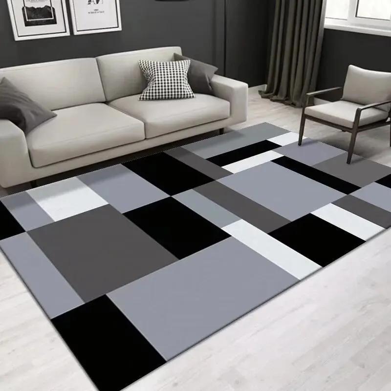 

VIKAMA Bedroom Study Floor MAT Geometric Crystal Velvet Carpet Living Room Three-Dimensional Diamond Grid Paving Large Carpet 90cm x 130cm