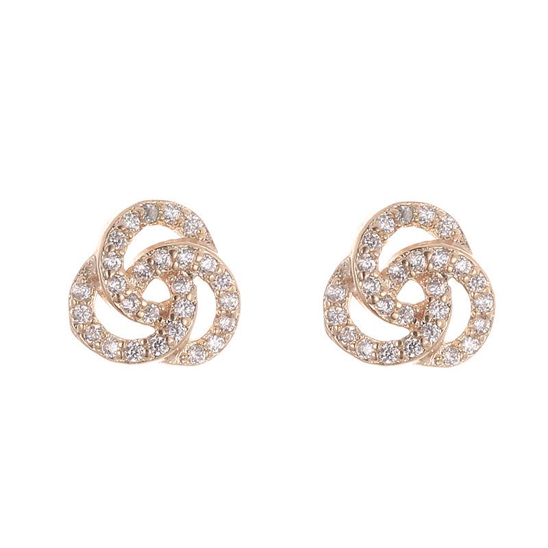 European and American Fashion Women's Flower Rhinestone Geometric Metal Stud Earrings