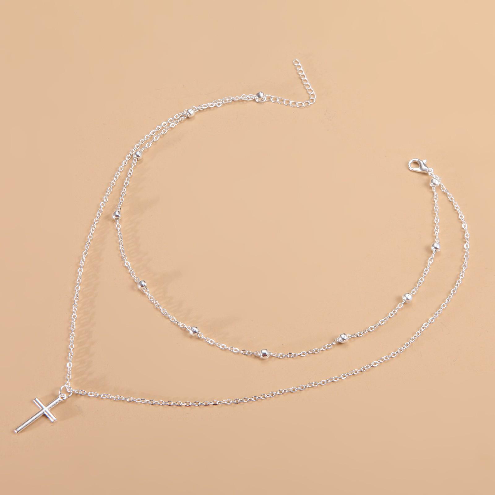 Women s Multi-layer Cross Pendant Alloy Necklace золотой