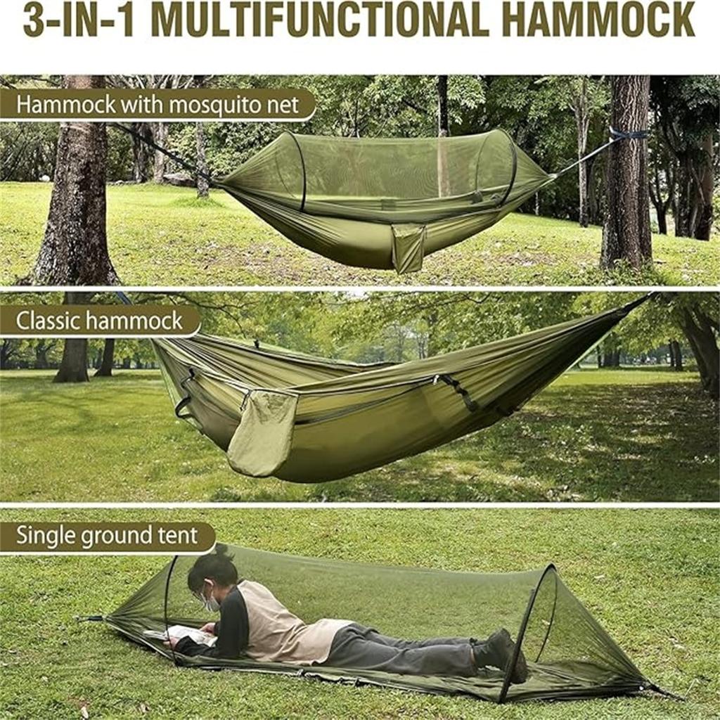 Tragbar für Draußen mit Moskitonetz – Keine Installation, Mücken- Camping- & Reiseschaukel, Geeignet für Kinder & Erwachsene