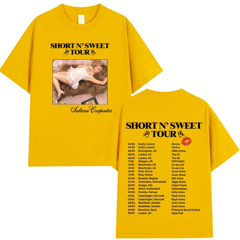 Sabrina Carpenter Short N Sweet Tour 2025 T Shirt Fans Gift Unisex Women Clothing Harajuku Aesthetic Tshirts Cotton Loose Tshirt
