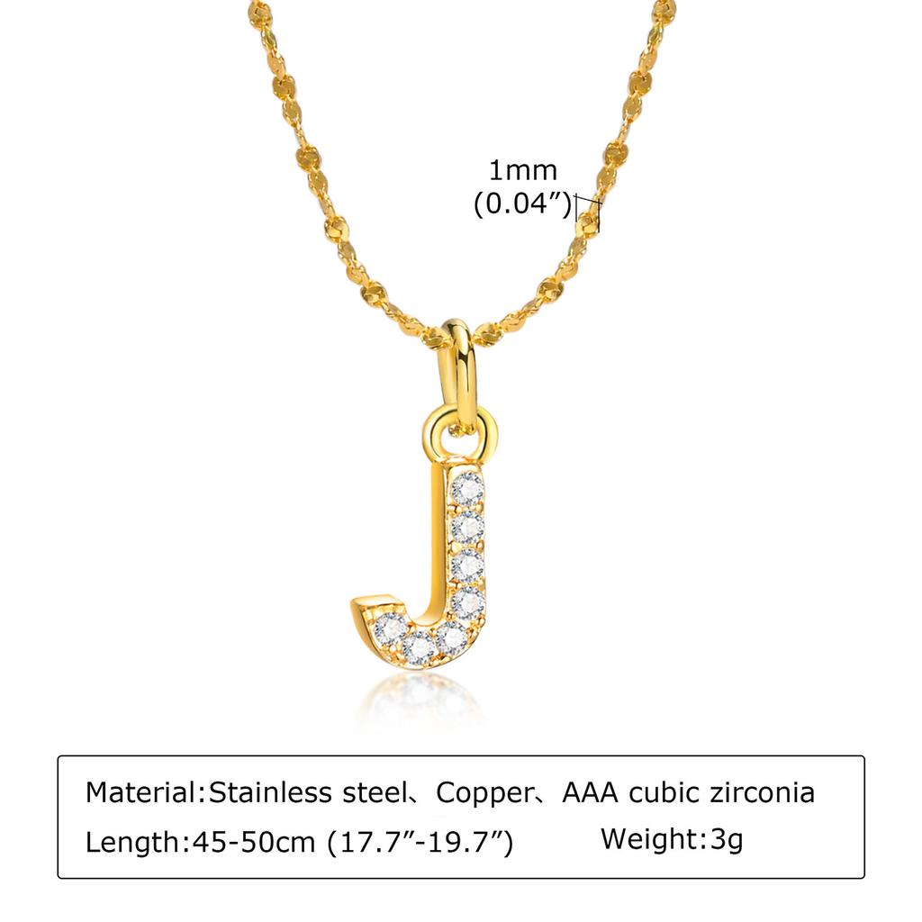 A-Z Initial 26 Letters AAA Cubic Zirconia Pendants Necklace For Women, Stainless Steel Dainty Charm Necklaces Fashion Jewelry