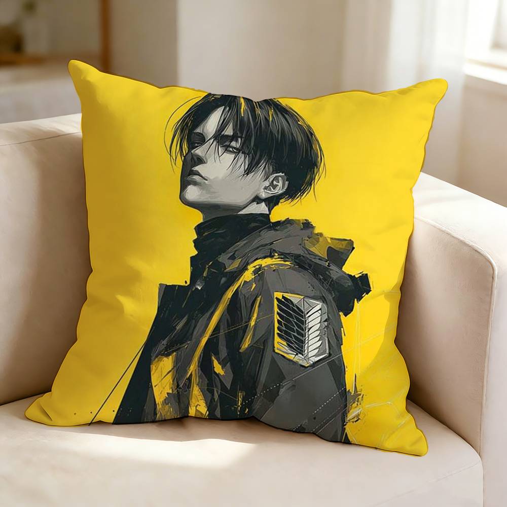 Anime AAttack On Titan LLevi Ackerman Square DoubleSided Printed Pillow Case Bedroom Bedside Pillow Sofa Cushion Cover