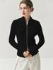 Korean Style Women's Cashmere Knit Cardigan - Slim Fit with Zipper Lapel and Long Sleeves for Versatile Wear