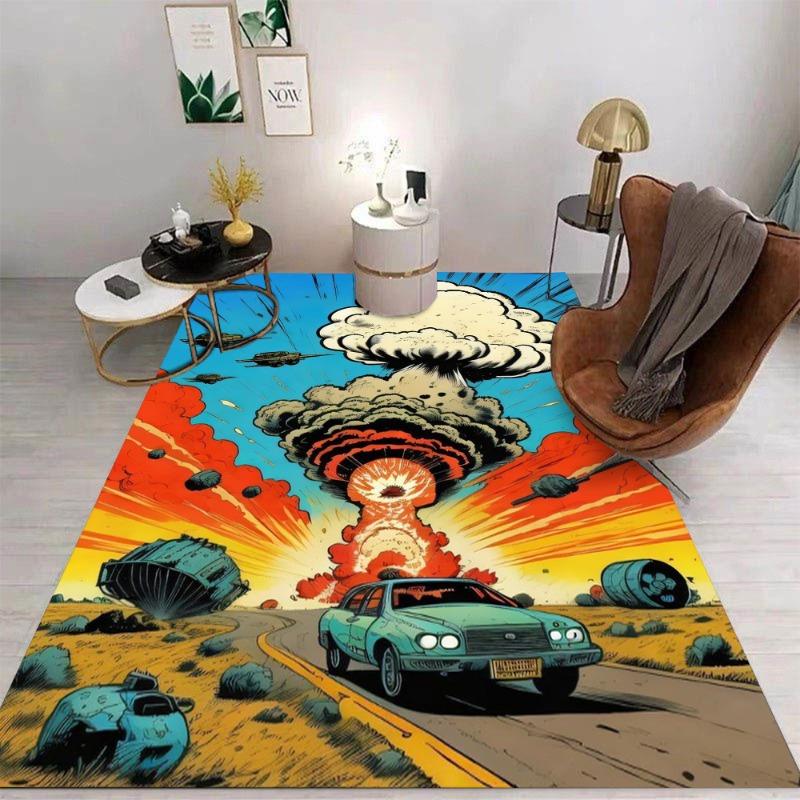 Creative Cartoon Style UFO Floor Mat Bathroom Mat Kids Room Bedroom Decoration Balcony Anti-Slip Doormat Living Room Decor Rug