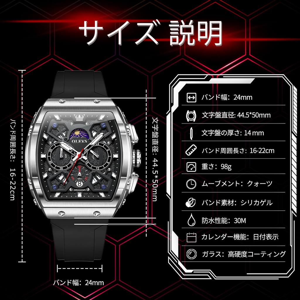 OLEVS Men's Watch Stylish Analog Quartz Men's Wristwatch Popular Sports Brand Black Silica Gel Belt Waterproof Watch Black Dial Silicone Wristwatch