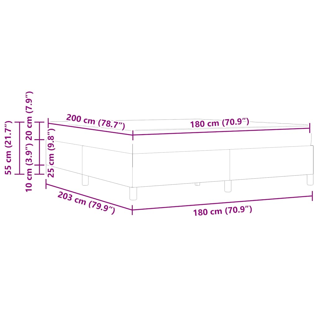 Bed Frame with Mattress Light Grey 180 x 200 cm Fabric
