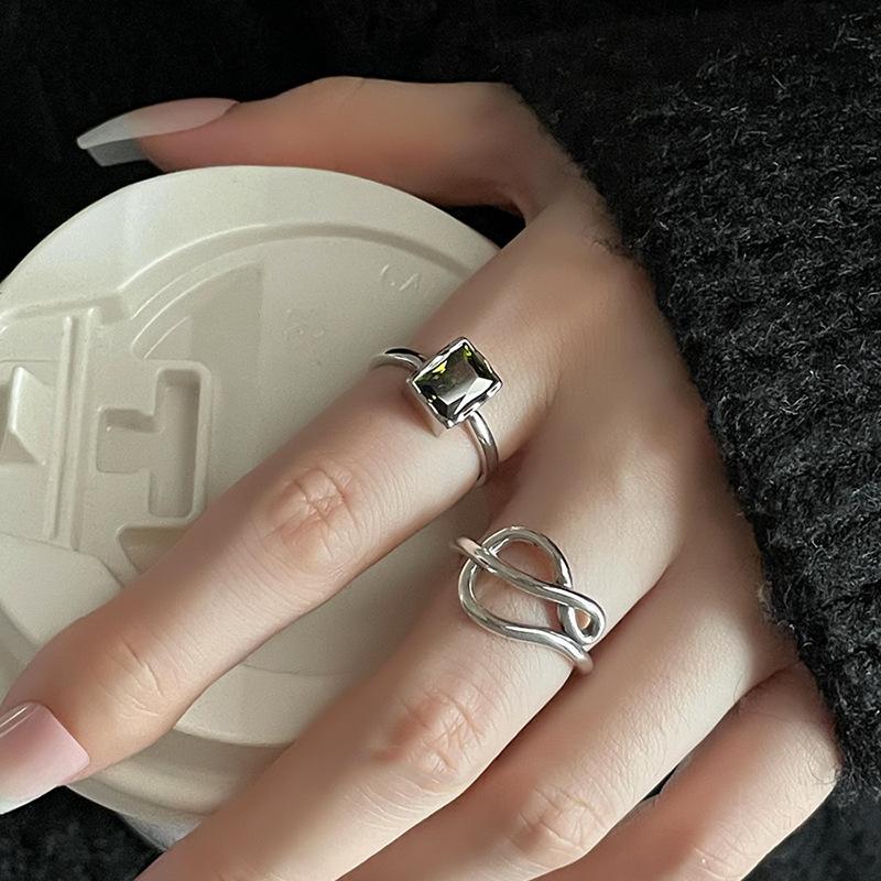 Green Stylish Dark Open Ring For Women Geometric Copper Jewelry Perfect For Outfit Any