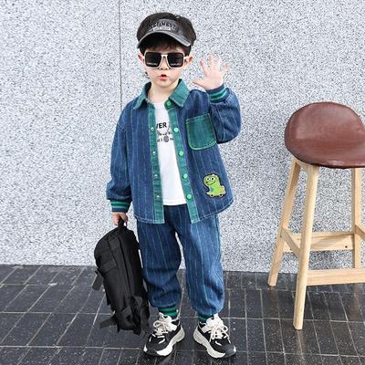 Boys' Striped Denim Autumn Set 2025: Fashionable Two-Piece for Kids