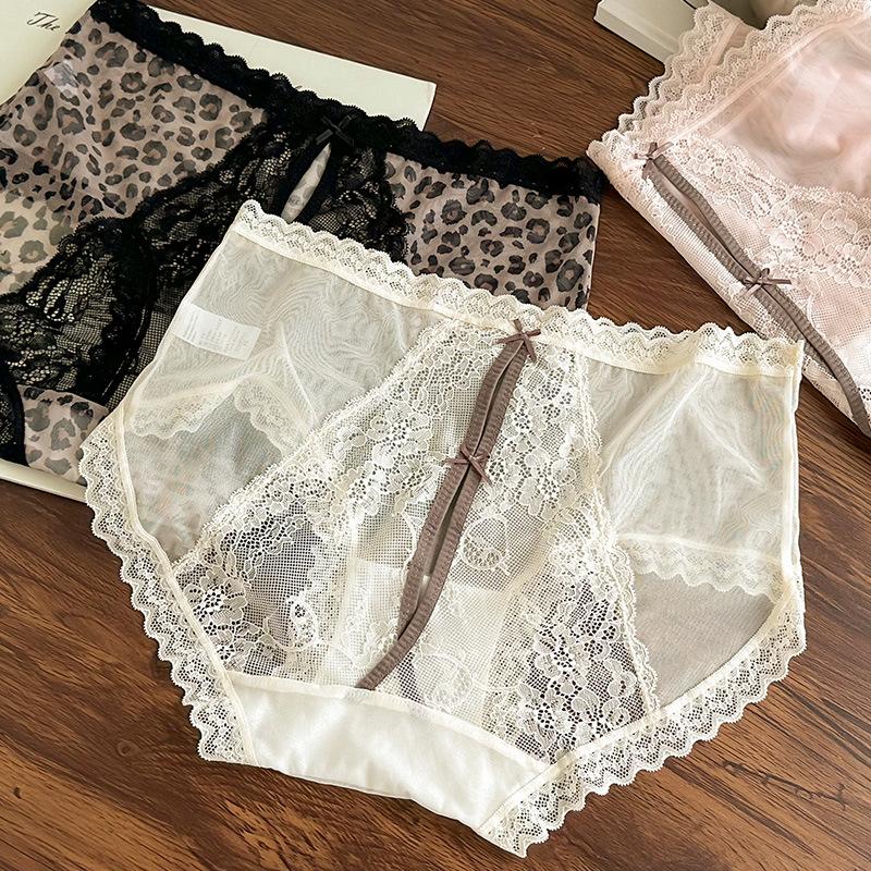 Plus Size Female Leopard Lace Hollowed Out After Pure Cotton Crotch Panties